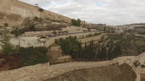 Aerial View of Temple Mount, Jerusalem Stock Footage 71002599