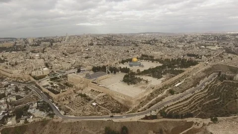 Aerial View of the Temple Mount, Jerusalem Stock Footage 71003697