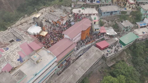 Aerial view of the temple on the mountain Stock Footage 276386806