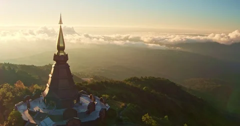 Aerial View of Temple at Sunrise Stock Footage 70152284