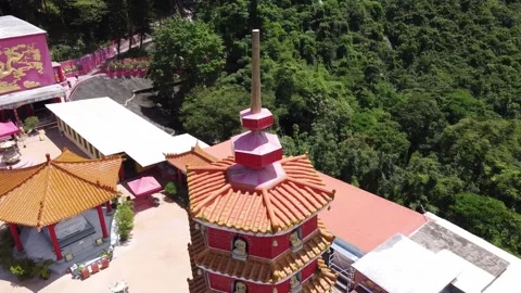 Aerial View of Ten Thousand Buddhas Monastery, Shatin, Hong Kong Stock Footage 235242174