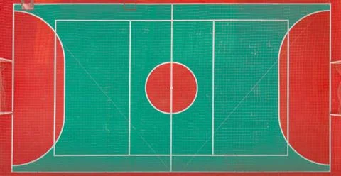 Aerial view of tennis field, red and green colored. Stock Photos