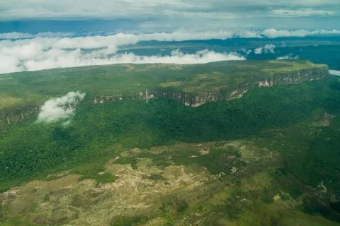 Aerial view of tepui (table mountain) in Venezuela Stock Photos
