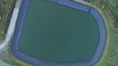 Aerial View of Terraced Fields and Irrigation Lake Vídeos de archivo 99800747