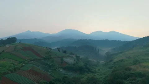 Aerial view of terraced fields in West Java, Indonesia. Vídeos de archivo 337856631
