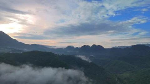 Aerial view of terraced rice fields and mountains in Pu Luong, Thanh Hoa 4K Stock Footage 313665272