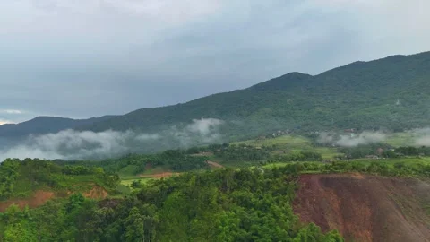 Aerial view of terraced rice fields and mountains in Pu Luong, Thanh Hoa 4K Stock Footage 313665431