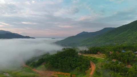 Aerial view of terraced rice fields and mountains in Pu Luong, Thanh Hoa 4K Stock Footage 313666288