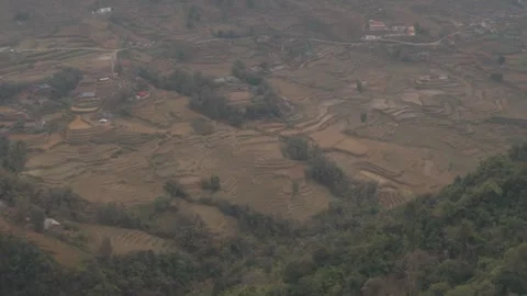 Aerial View of Terraced Rice Fields in Sapa, Vietnam Stock Footage 328652372