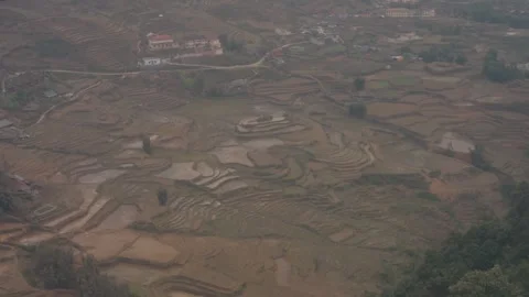 Aerial View of Terraced Rice Fields in Sapa, Vietnam Stock Footage 328652389
