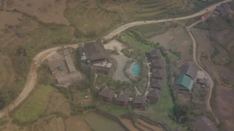Aerial View of Terraced Rice Fields in Sapa, Vietnam Stock Footage 328652425