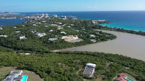 Aerial view of Terres Basses, St. Martin Stock Footage 273167664
