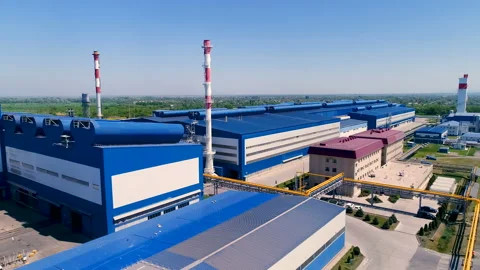 Aerial View Territory And Constructions Of The Modern Plant. Video stock 90264456