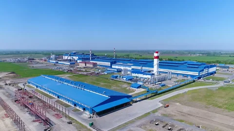 Aerial View Territory And Constructions Of The Modern Plant. Stock Footage 90264652