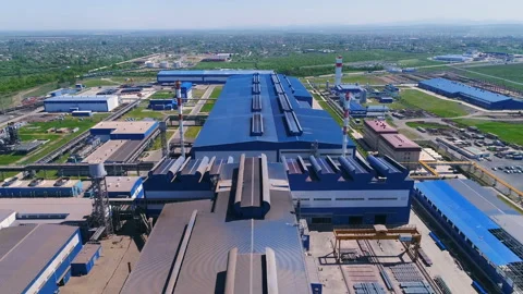 Aerial View Territory And Constructions Of The Modern Plant. Stock Footage 90264750