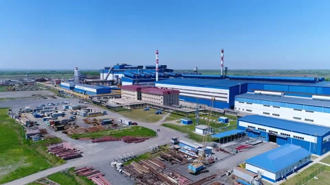 Aerial View Territory And Constructions Of The Modern Plant. Stock Footage 90264847
