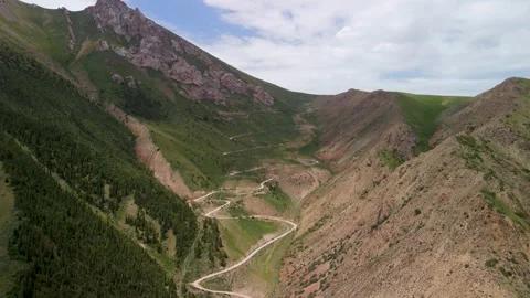 Aerial View of Teskey-Torpok Pass 스톡 동영상 314464516