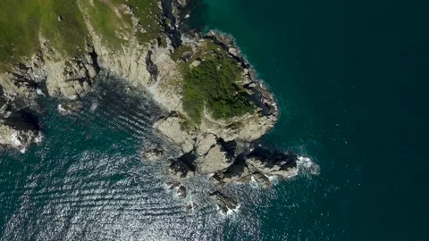 Aerial view, texture, Bay, Rocks, Pacific Ocean Stock Footage 162640044