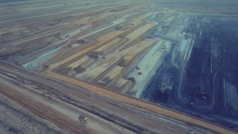 Aerial View of Thar Mining Project with Heavy Trucks Operating in Sindh Stock Footage 337908022