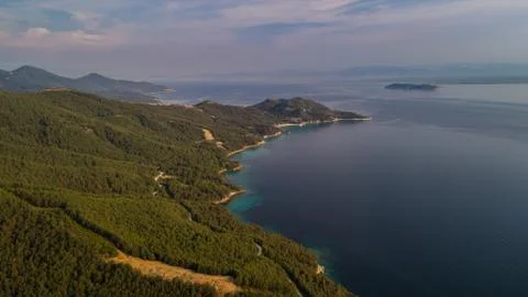 Aerial view of the Thassos Stock Photos