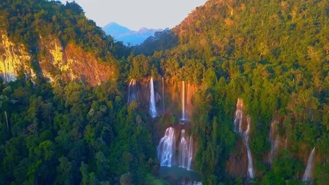 Aerial View Thi Lo Su(Tee Lor Su) waterfall in Umphang Wildlife Sanctuary. Video stock 83196752