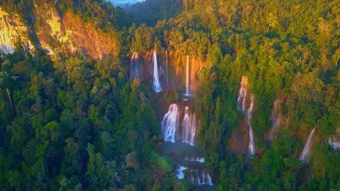 Aerial View Thi Lo Su(Tee Lor Su) waterfall in Umphang Wildlife Sanctuary. Stock Footage 83199526