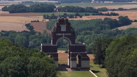 Aerial view of the thiepval memorial to the missing of the somme Video stock 342289662