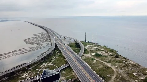 Aerial view of third mainland bridge Lagos city Nigeria Video stock 95085795