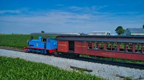 Aerial View of Thomas the Tank Engine Approaching Stock Photos