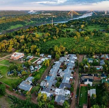 Aerial View of Three Borders Landmark and Bridge Stock Photos