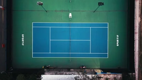 Aerial view of three connected tennis courts Stock Footage 340638007