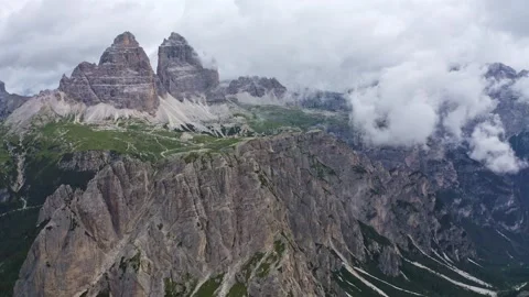 Aerial view of the three peaks of lavaredo in trentino alto adige Stock Footage 287951639