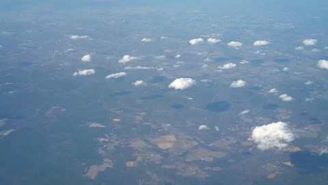 Aerial View Through Airplane Window Stock Footage 75327249