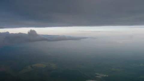 Aerial view through an airplane window Stock Footage 319417407
