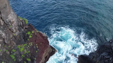 Aerial View Through Coastal Cliffs at Ribeira da Janela, Madeira Video stock 320734183