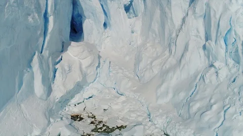 Aerial view. Thrown broken plane lies in the snow. Antarctica Stock Footage 119566827
