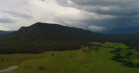 Aerial view of thunder storm over mountains,sunshine Coast,queensland,Australia Stock Footage 100289850