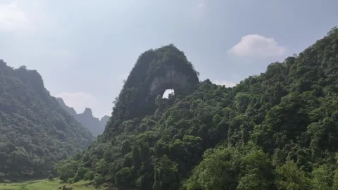 Aerial view of Thung mountain in Tra Linh, Cao Bang province, Vietnam Stock Footage 285001834