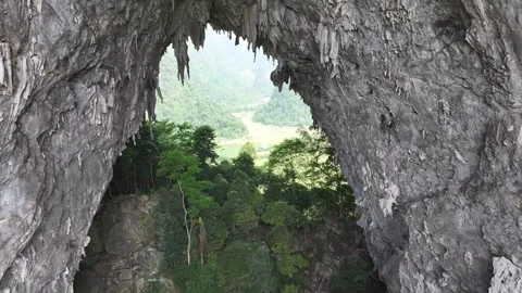 Aerial view of Thung mountain in Tra Linh, Cao Bang province, Vietnam Stock Footage 285001900