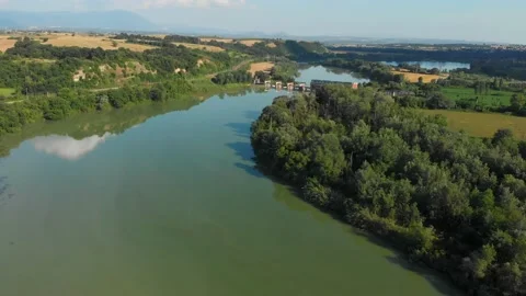Aerial view of the Tiber River Stock Footage 168011479