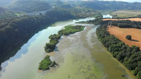 Aerial view of the Tiber River Stock Footage 168011996