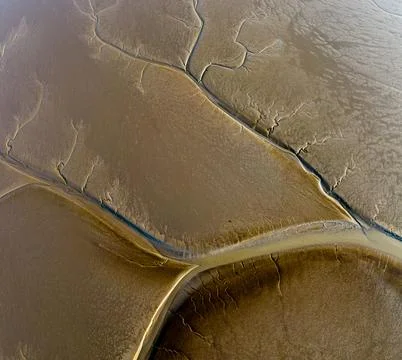 Aerial view of the tidal mudflats in the Eemsdelta, Holland Stock Photos