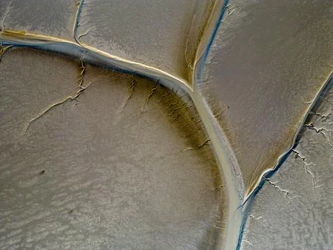 Aerial view of the tidal mudflats in the Eemsdelta, Holland Stock Photos