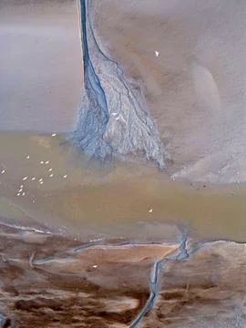 Aerial view of the tidal mudflats in the Eemsdelta, Holland Stock Photos
