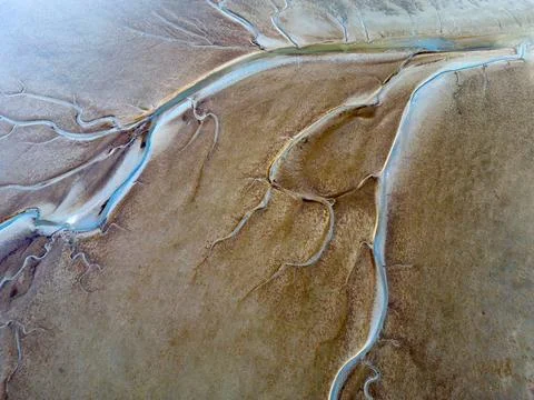 Aerial view of the tidal mudflats in the Eemsdelta, Holland Stock Photos