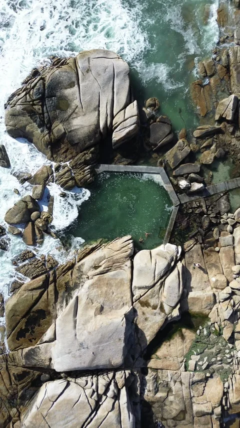 Aerial view of tidal pool, Cape Town South Africa. Video stock 277219036