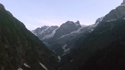 Aerial view time lapse flight in the mountain gorge. Stock Footage 156346879