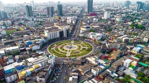 Aerial view time lapse of modern building with transport traffic road Stock Footage 109031927