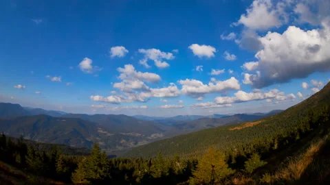 Aerial view time lapse of mountain clouds Stock Footage 134673981
