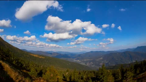 Aerial view time lapse of mountain clouds Stock Footage 134836685